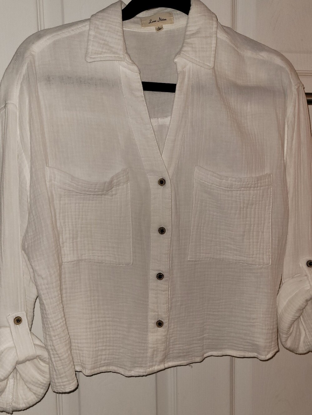 White Button-Front Pocket Shirt